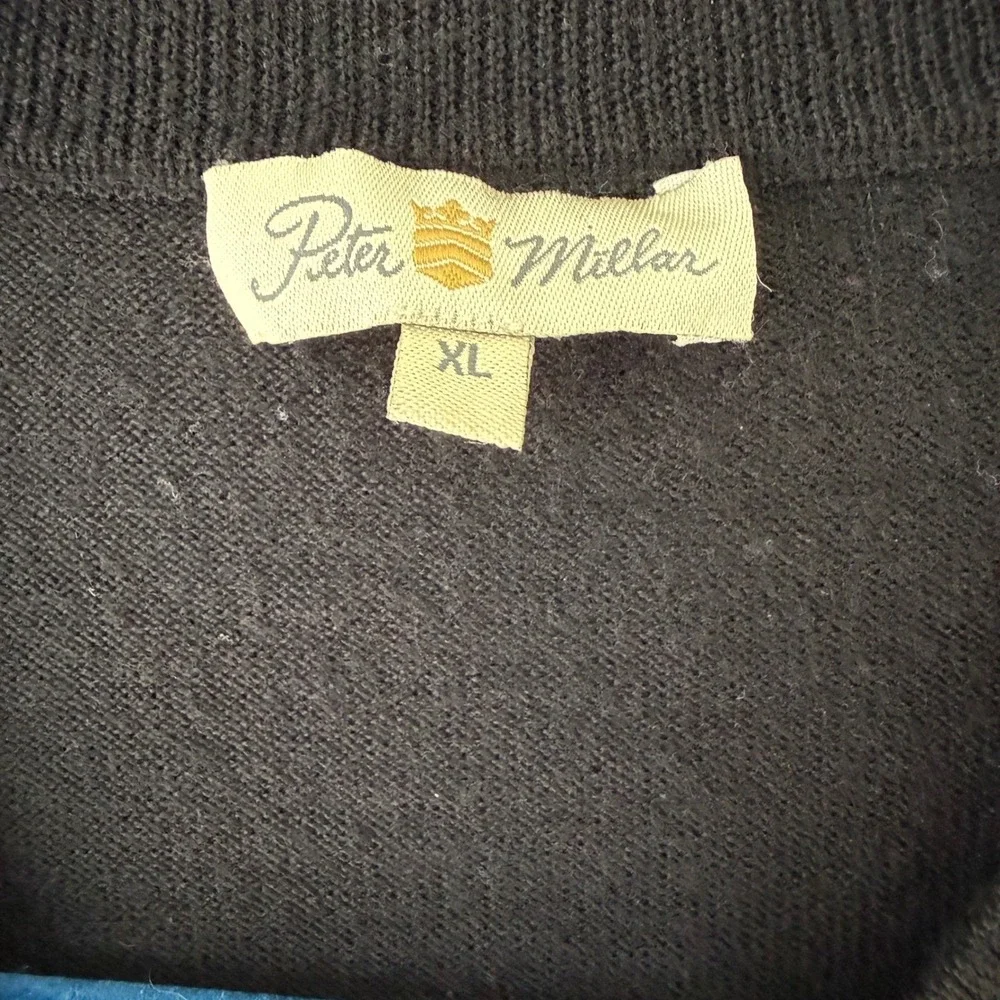 Peter Millar Mens Golf Sweater  XL V-Neck 100% Italian Merino‎ Wool Quiet Luxury